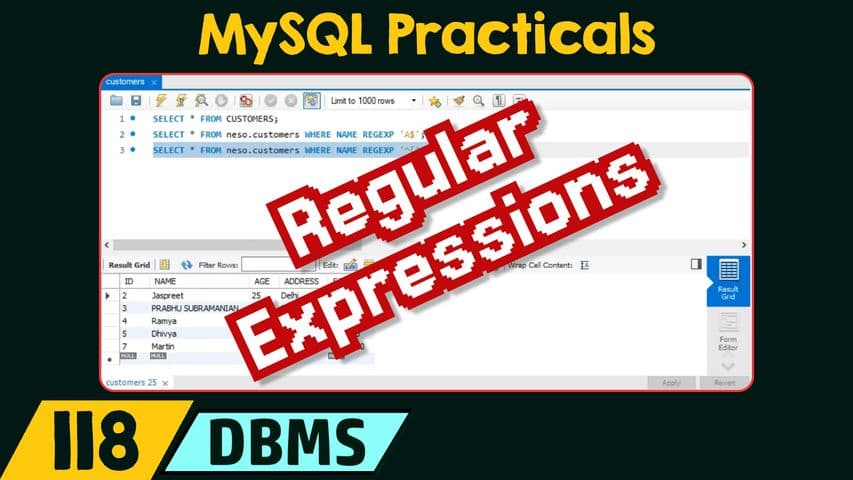 MySQL Practicals (Regular Expressions)
