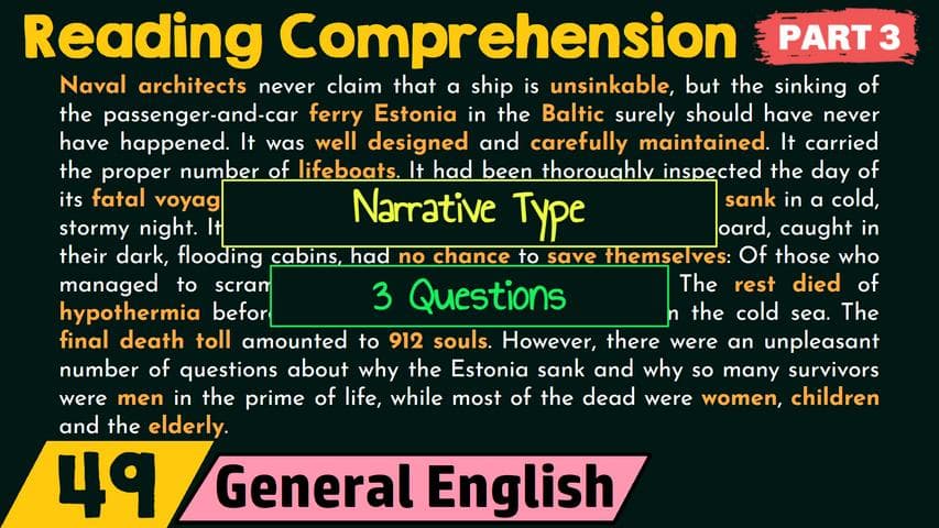 Reading Comprehension (Part 3)