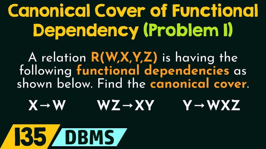 Canonical Cover of Functional Dependency (Solved Problem 1)