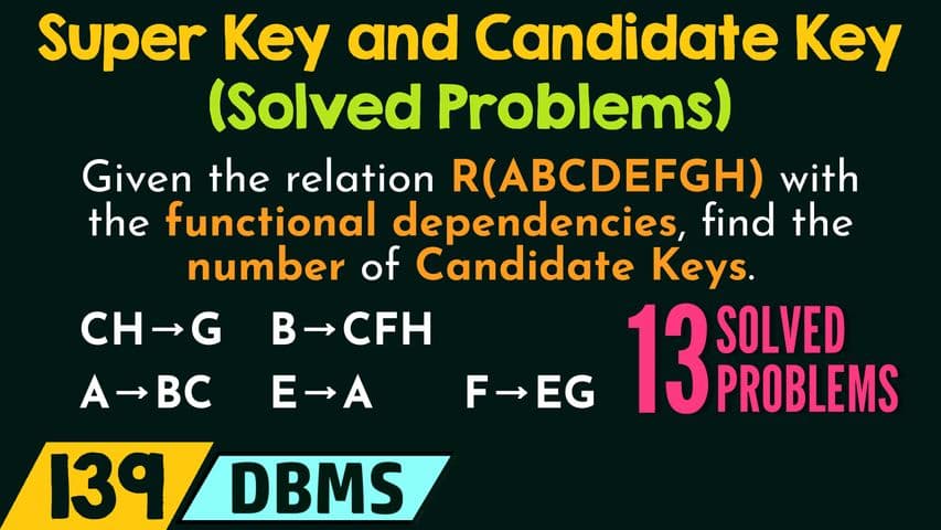 Super Key and Candidate Key (Solved Problems)