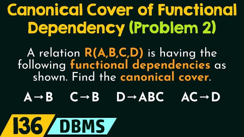 Canonical Cover of Functional Dependency (Solved Problem 2)