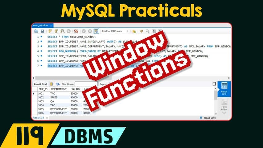 MySQL Practicals (Window Functions)