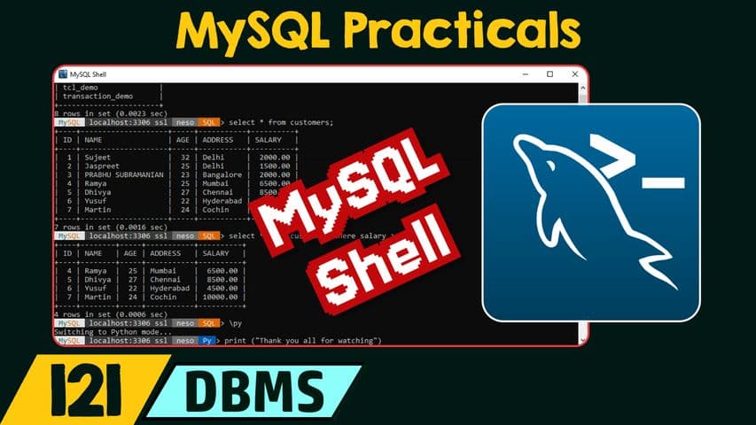 MySQL Practicals (MySQL Shell)