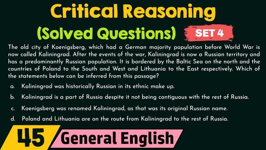 Critical Reasoning (Solved Questions) - Set 4