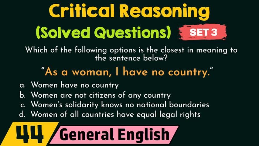 Critical Reasoning (Solved Questions) - Set 3