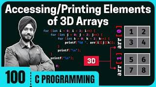 Accessing and Printing Elements of 3D Arrays in C